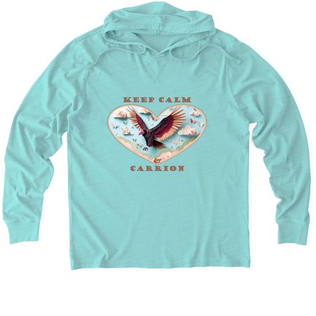 Keep Calm & Carrion, a Saltwater Blue Allmade Organic Cotton Mineral Dye Hoodie Tee