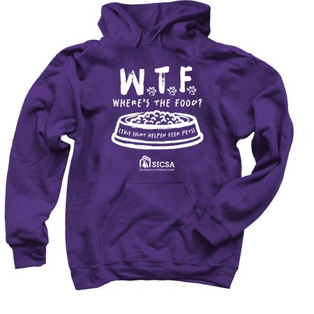 W.T.F. - Where's the Food, a Purple Pullover Hoodie