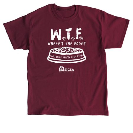 W.T.F. - Where's the Food, a Maroon Classic Unisex Tee