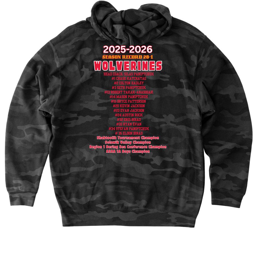 Shaktoolik Back to Back Black, a Black Camo Heavyweight Camo Pullover Hoodie (back-view)