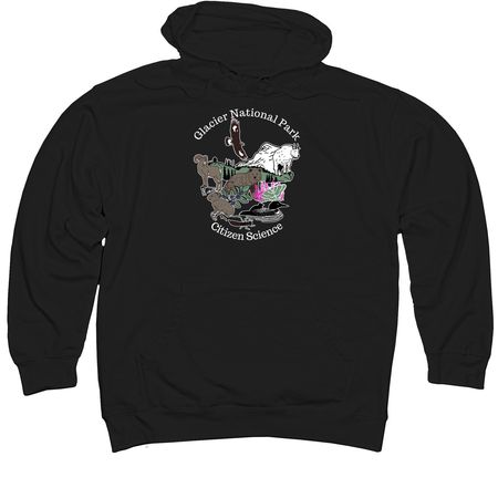 Glacier National Park - Citizen Science, a Black Midweight Pullover Hoodie