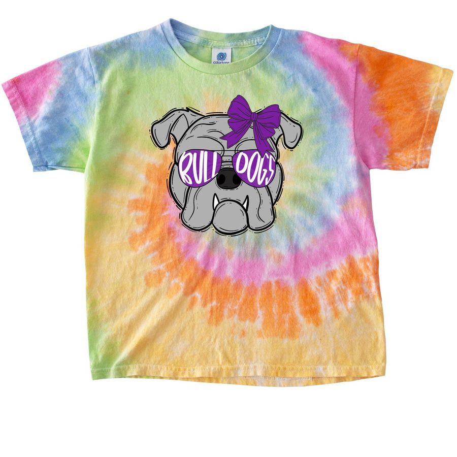 Bulldog Shades & Bow, Youth, a Eternity Youth Tie Dye Tee