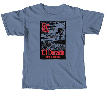 El Dorado Fire & Rescue 50th Anniversary, a Blue Jean Comfort Colors Unisex Tee
