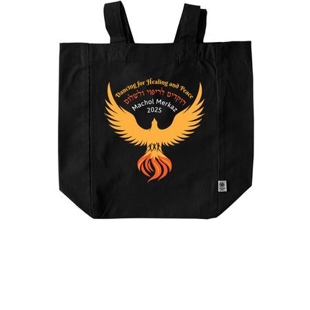 Dancing for Healing and Peace, a Black Recycled Cotton Tote Bag