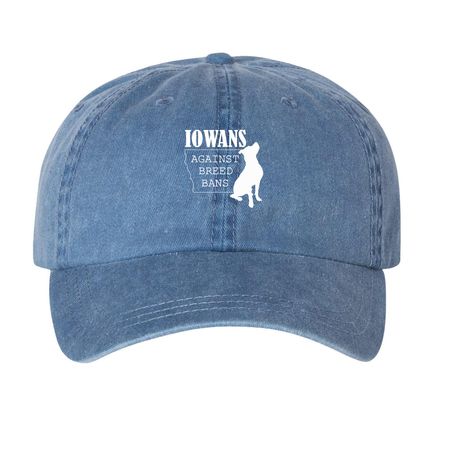 Iowans Against Breed Bans, a Royal Blue Printed Pigment Dye Baseball Cap