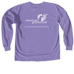 American Greyhound Logo Shirt, a Violet Comfort Colors Long Sleeve Tee (back-view)
