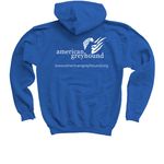 American Greyhound Logo Shirt, a Royal Blue Youth Pullover Hoodie (back-view)