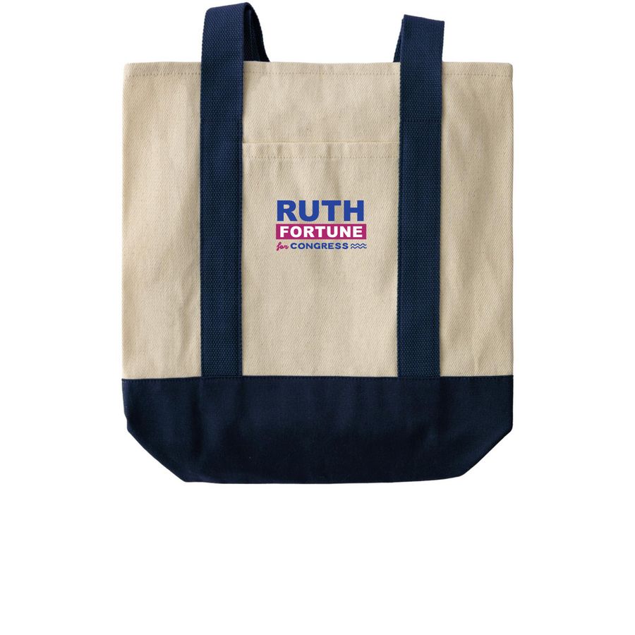 Medium & Large Totes, a Natural/Navy Two-Tone Grocery Tote Bag