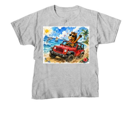 Red Jeep, a Sport Grey Youth Unisex Tee