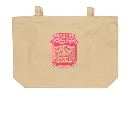 Reading is My Jam - Tote, a Oyster Large Organic Cotton Tote Bag