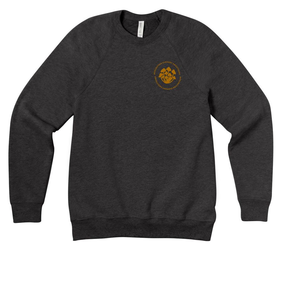 Integration Support Cozy Crewneck, a Dark Grey Heather Premium Raglan Crewneck Sweatshirt