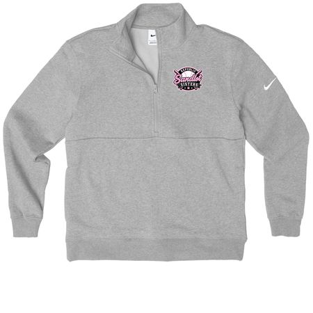 Sandlot Sisters Performance Wear, a Dark Grey Heather Nike Club Fleece Half Zip Pullover