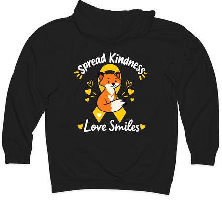 Love Smiles: Books, Comfort & Hope, a Black Midweight Pullover Hoodie (back-view)