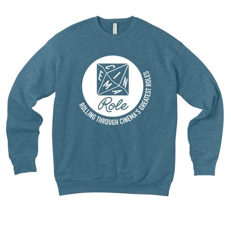 Cinema Role Logo & Tagline: Dark Mode, a Heather Deep Teal Premium Drop Shoulder Sweatshirt