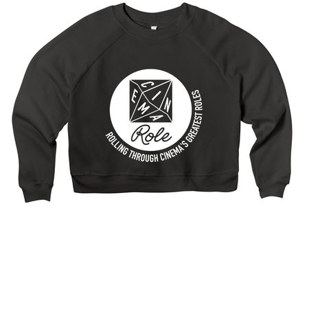 Cinema Role Logo & Tagline: Dark Mode, a Dark Grey Women's Premium Cropped Raglan Sweatshirt