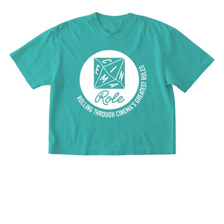 Cinema Role Logo & Tagline: Dark Mode, a Chalky Mint Comfort Colors Boxy Tee