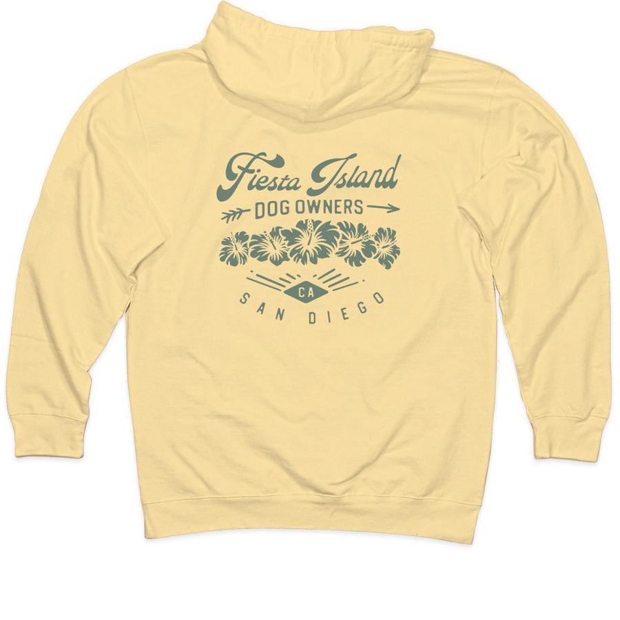 FIDO Vintage Look, Front and Back, Green, a Light Yellow Midweight Pullover Hoodie (back-view)
