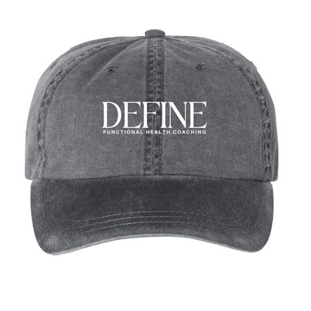 DEFINE CAP, a Black Printed Pigment Dye Baseball Cap