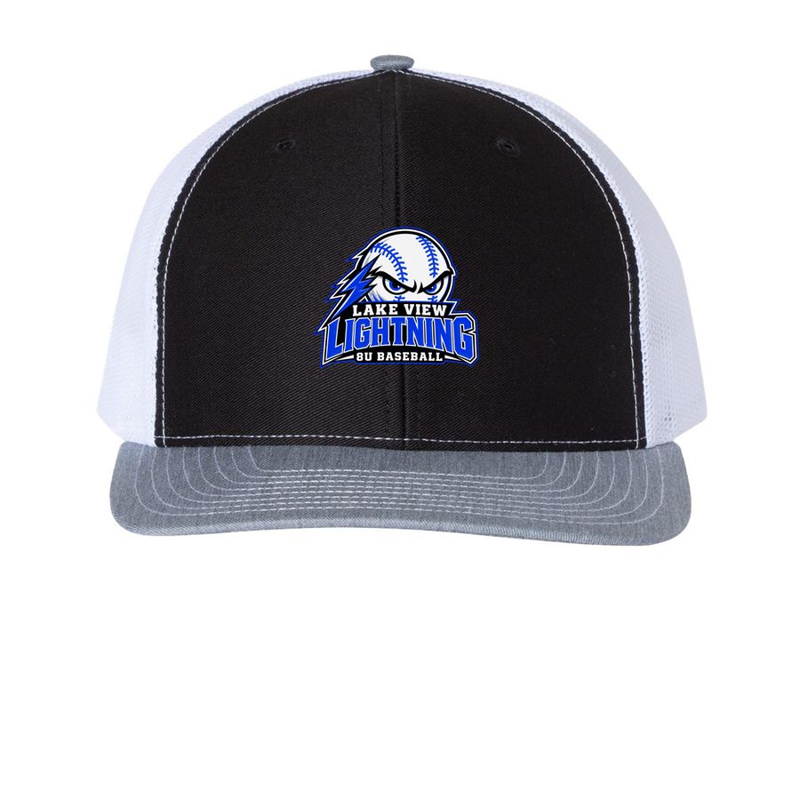 LV- Angry Baseball Hat&nbsp;, a Black/ White/ Heather Grey Printed Snapback Trucker Cap