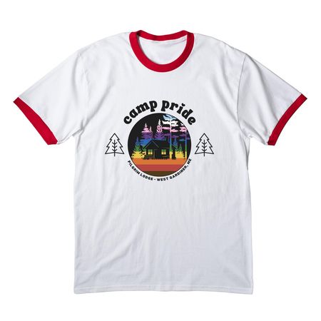 Camp Pride Campers 2026, a White/ Red Cotton Ringer Tee