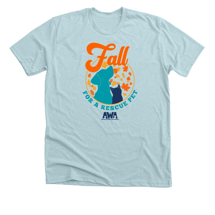 Fall for a Rescue Pet, a Heather Ice Blue Premium Unisex Tee