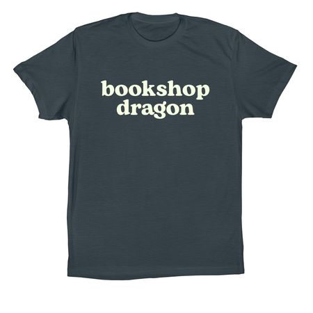 Bookshop Dragon, a Dark Grey Premium Cotton Tee