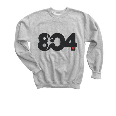 I Heart 804!, a Sport Grey Youth Crewneck Sweatshirt