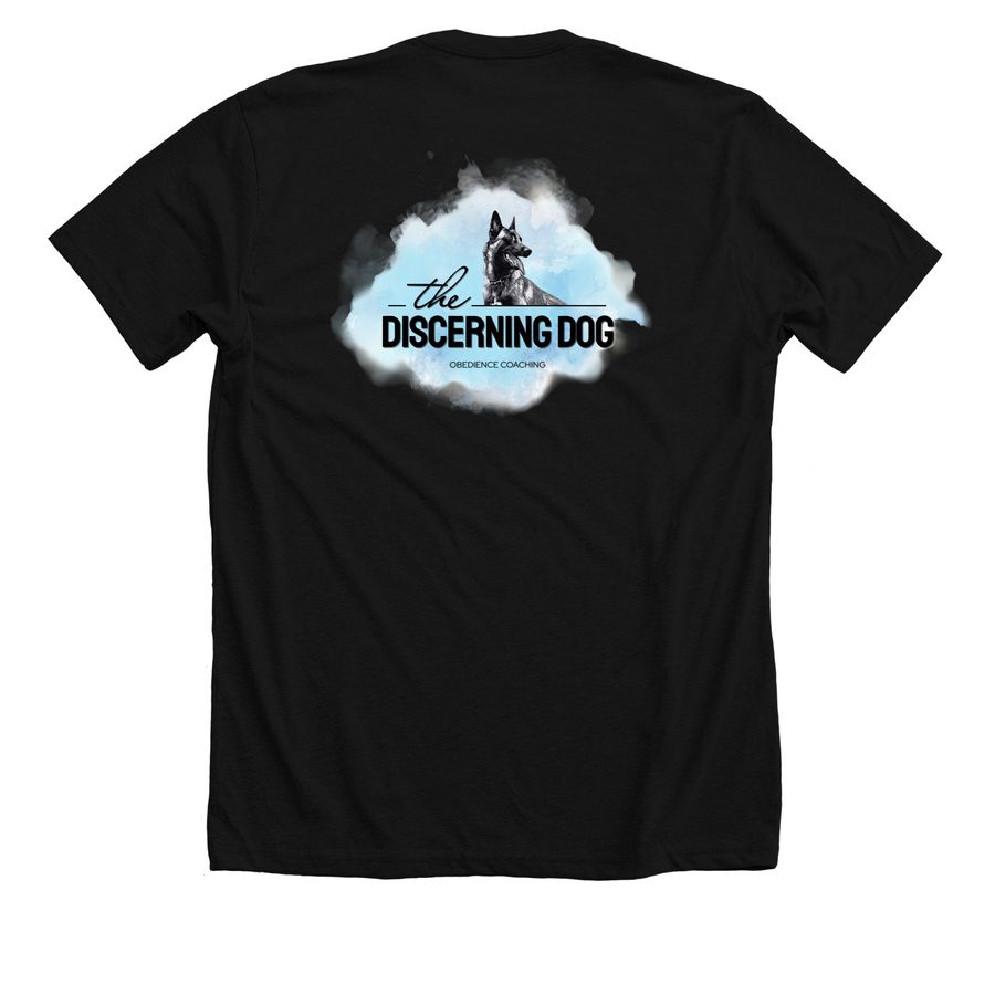 The Discerning Dog Apparel, a Solid Black Blend Premium Unisex Tee (back-view)