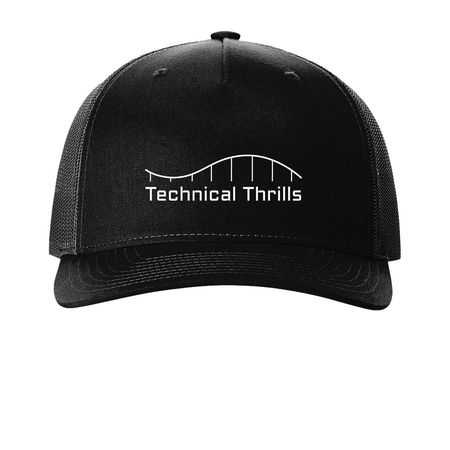 Simple Logo-Style Design (Hats), a Black Printed Five-Panel Trucker Cap