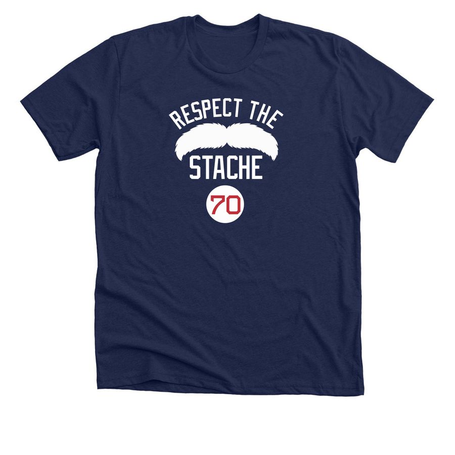 Respect the Stache, a Solid Navy Blend Premium Unisex Tee