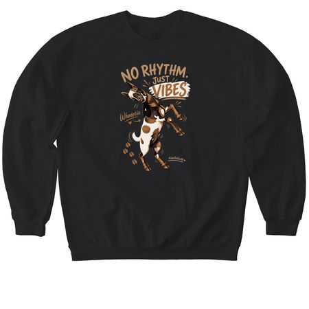 No Rhythm. Just Vibes. Whoopsie Tee, a Black Softstyle Crewneck Sweatshirt