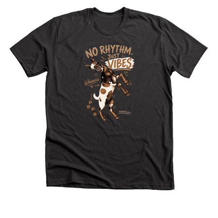 No Rhythm. Just Vibes. Whoopsie Tee, a Dark Grey Heather Premium Unisex Tee
