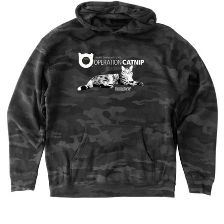 Spay & Neuter Saves Lives, a Black Camo Heavyweight Camo Pullover Hoodie