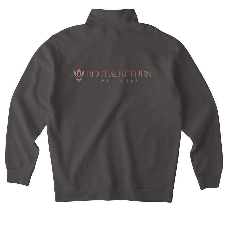 Fall Rose Root & Return Launch Apparel, a Asphalt Midweight Quarter Zip Pullover (back-view)