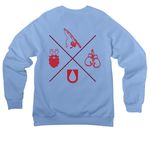 Fear the Beard Shirts and Sweatshirts, a Carolina Blue Premium Raglan Crewneck Sweatshirt (back-view)