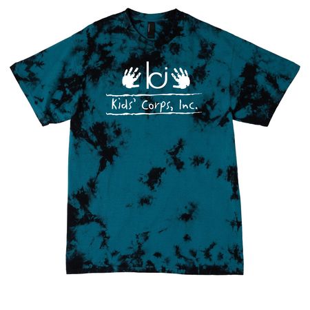 Kids' Corps, Inc. Logo Tie Dye Swag, a Black/ Teal Crystal Tie Dye Tee