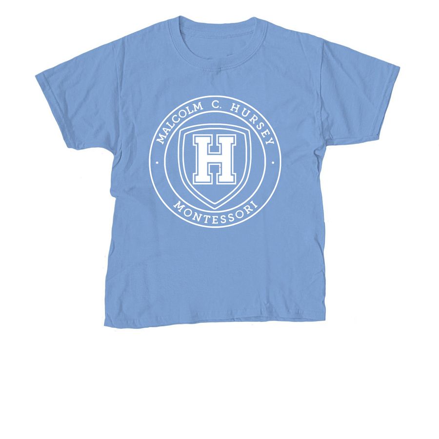 Youth - White Hursey Logo, a Carolina Blue Youth Unisex Tee