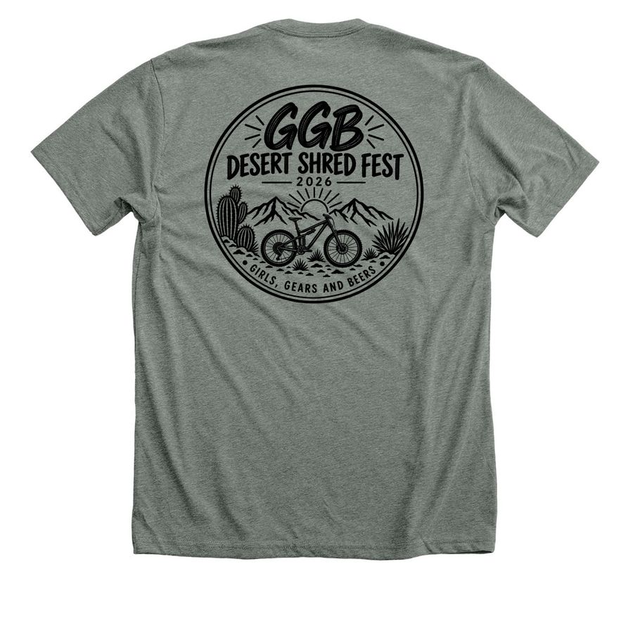 GGB Desert Shred Fest 2026, a Deep Heather Premium Unisex Tee (back-view)