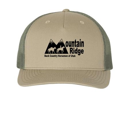 BCHUMR Hats, a Pale Khaki/ Loden Green Printed Five-Panel Trucker Cap