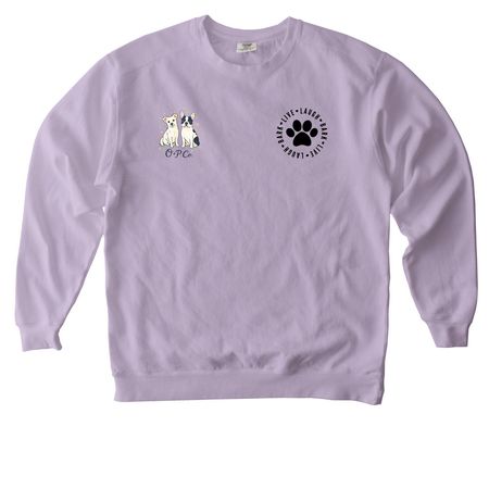 Live Laugh Bark, a Orchid Comfort Colors Crewneck Sweatshirt (back-view)