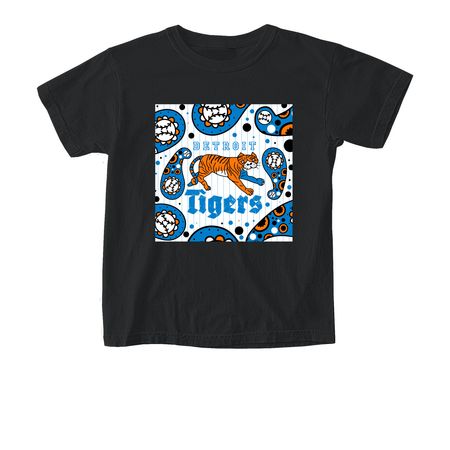 Chainmail Mascots - Detroit Tigers, a Black Comfort Colors Youth Tee