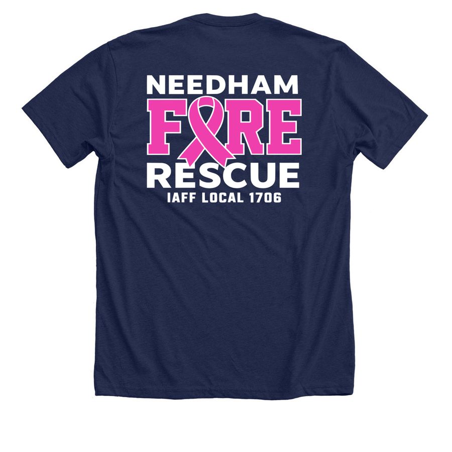 Needham Firefighters Fight Cancer 2026, a Solid Navy Blend Premium Unisex Tee (back-view)