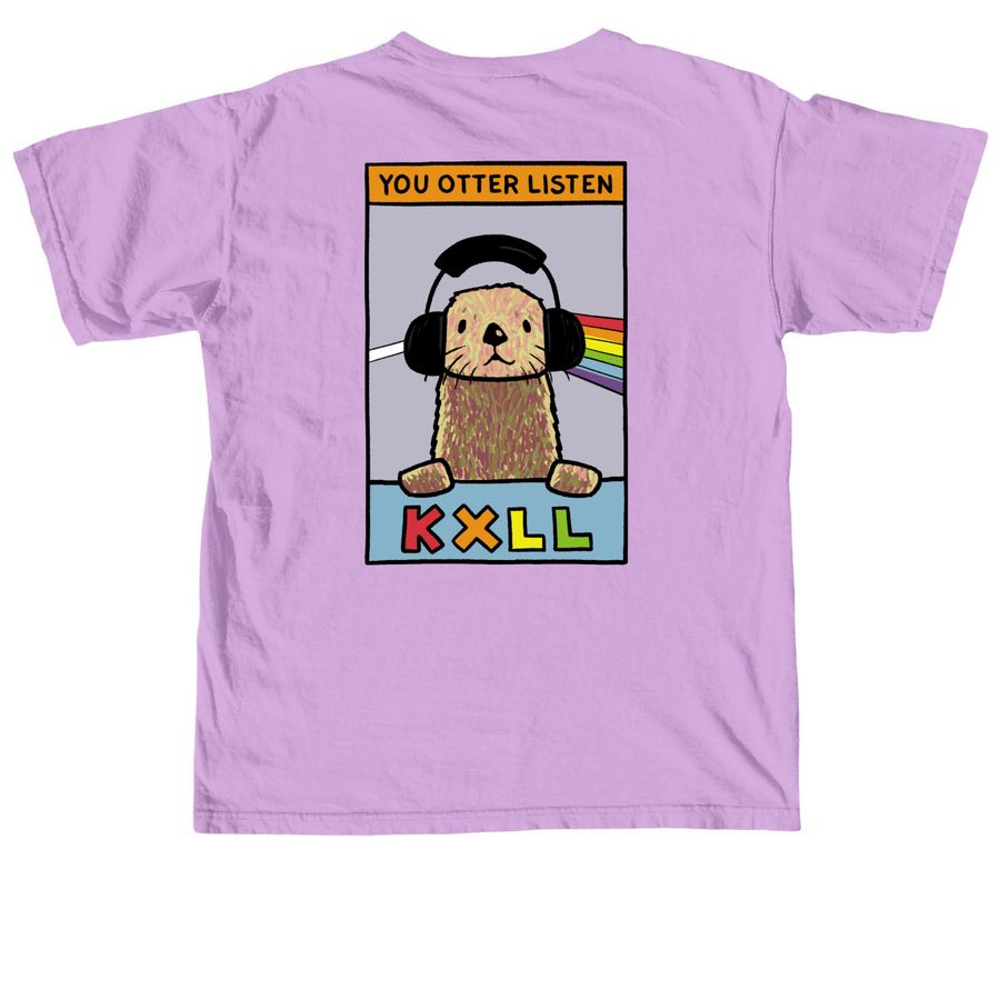 KXLL Otter - Pat Race, a Neon Violet Comfort Colors Unisex Tee (back-view)
