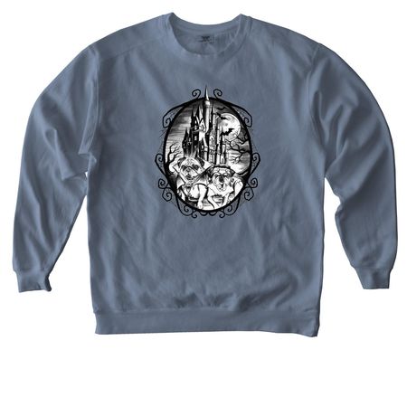 Pug-O-Ween 2026, a Blue Jean Comfort Colors Crewneck Sweatshirt
