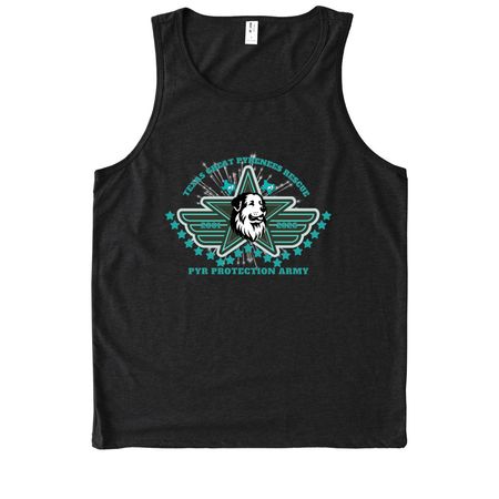 25th Anniversary Ts #1: Pyr Protection Army, a Deep Black Allmade Eco Triblend Tank