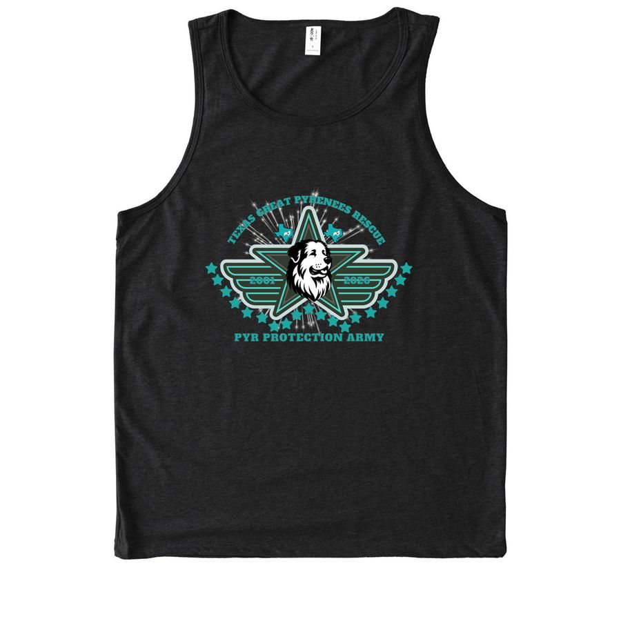 25th Anniversary Ts #1: Pyr Protection Army, a Deep Black Allmade Eco Triblend Tank