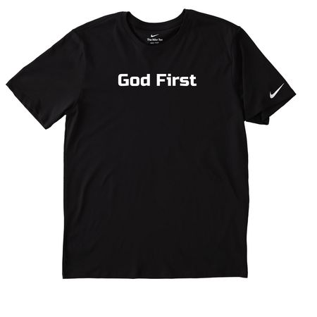 God First, a Black Nike Dri-FIT Jersey Blend Performance Tee