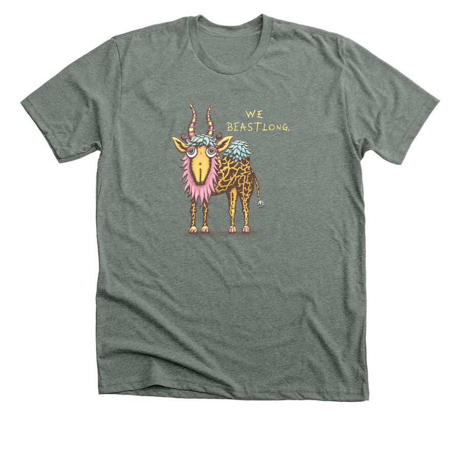 Caffy says "Beast Happy", a Deep Heather Premium Unisex Tee