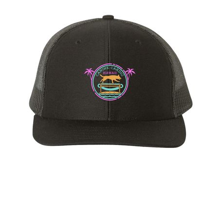 Canine Cardio Hawaii, a Black Printed Snapback Trucker Cap