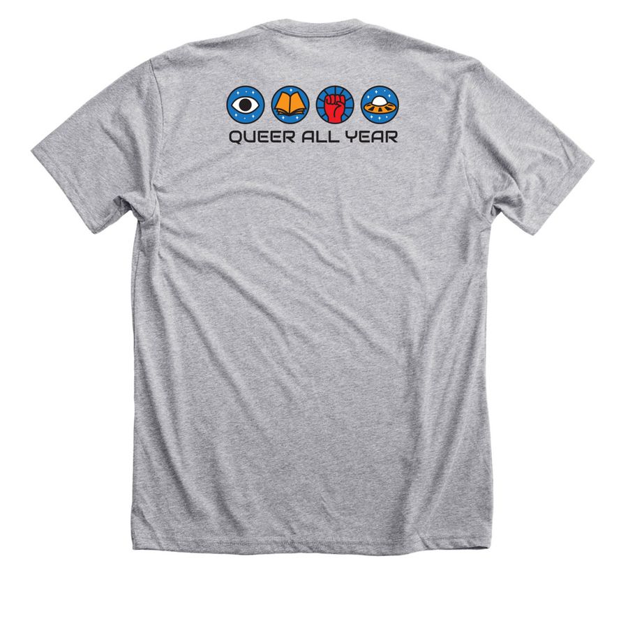 NEW WORLDS Summer Collection, a Athletic Heather Premium Unisex Tee (back-view)